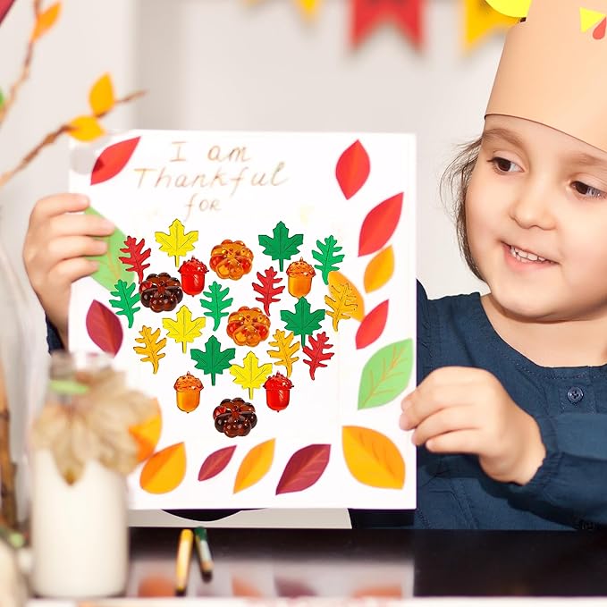 120pcs Fall Acrylic Sensory Bin Filler, Thanksgiving Vase Filler Mini Acrylic Pumpkins Leaves Acorns Gems for Decor Home, Table Centerpieces, Preschool Counting and Thanksgiving Craft