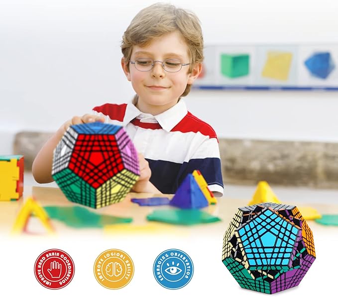 Ganowo Megaminx Speed Cube Gigaminx 5x5 Cubes Brain Teasers Games Magic Twist Puzzle Fidget Toys for Kids Adults Boys Teens