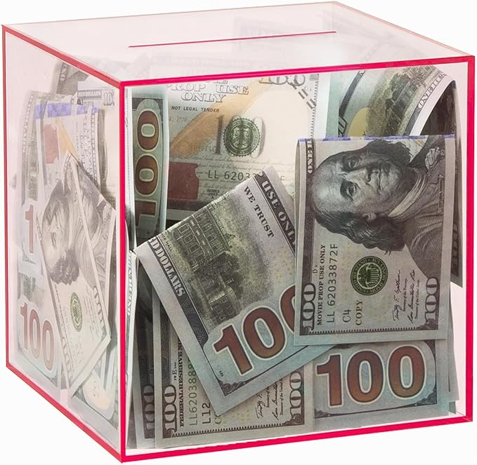 Clear Piggy Bank for Adults/Kids, Acrylic Unopenable Money Box for Cash Coin Saving, Must Break to Open, Money Saving Jar for Adults Boys Girls, Size 7.48''