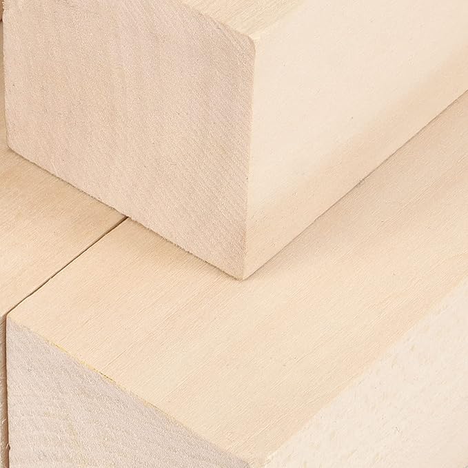 ZOENHOU 6 PCS 12 x 2 x 2 Inches Basswood Carving Blocks,Basswood Carving Whittling Blocks, Unfinished Wood Blocks for Whittling Carving Block Hobby Set