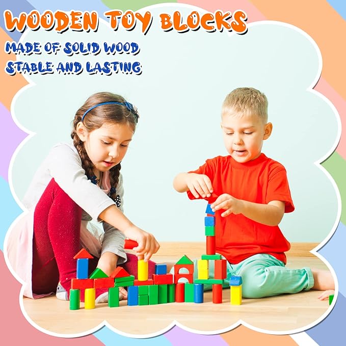Deekin 70 Pcs Wood Geometric Solid Mini 3D Shapes for Teaching Classroom Manipulatives for Elementary School, Geometric Shapes 3D Block for Kid Geometry Math Kindergarten Preschool Learning (Geometry)