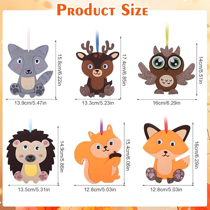 DIYASY 12 Pcs Fall Animal Craft for Kids, Make You Own Animal Foam Stickers Thanksgiving Craft Kits Arts and Crafts DIY Kid Friendly Autumn Decorations Games Party Activities Supplies Age 3-5 4-8