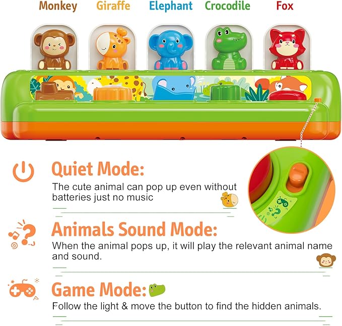 Duchong Pop Up Toys for 1 Year Old Boy Girls, Interactive Cause and Effect Learning Toys with Music & Light for Baby 6 7 8 9 10 11 12 Months, Christmas Birthday 1st Gifts for Toddlers