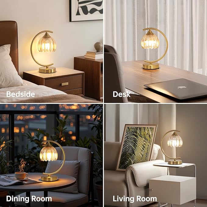 Cordless Table Lamp with 5200mAh Battery & Touch Control - 3 Adjustable Color Temperatures Bulb, Rechargeable Small Table Lamps for Living Room, Bedroom, Office Desk, Nightstand (Amber Tulip)