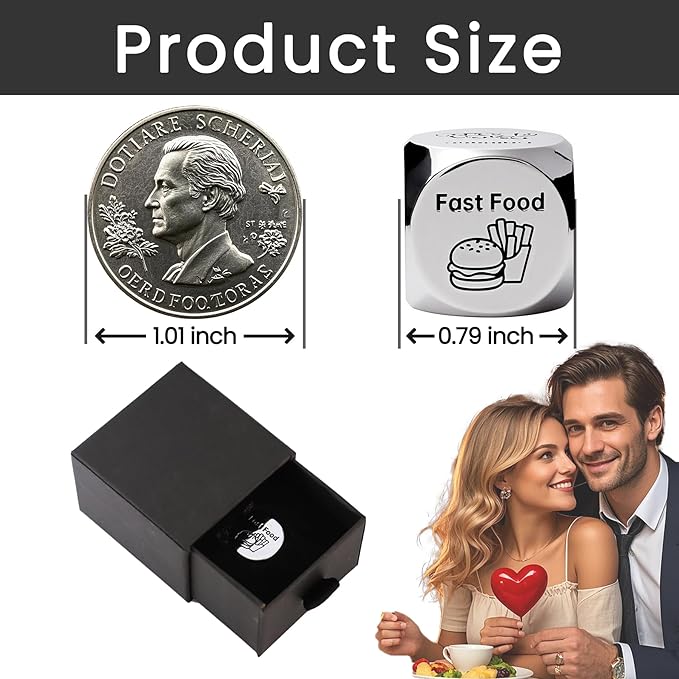 Father's Dad Gifts from Wife Daughter Son,Food Dice,Anniversary Steel Food Decision Dice Couple Gifts for Women Men Birthday Wedding Funny Gifts for Boyfriend,Girlfriend,Men,Women,Wife,Husband
