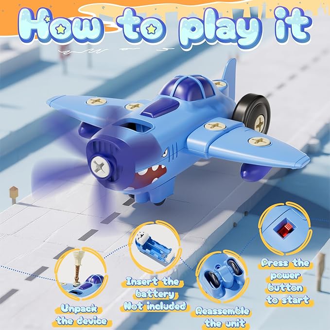 Take-Apart Electric Building Toys for kids ages 4-8, 5 Pcs Toys Cars Kids&toddler Tool Set with Motor & Electric Drill, STEM Educational building construction toys 3+ year old, Gift for Boys 3 4 5 6