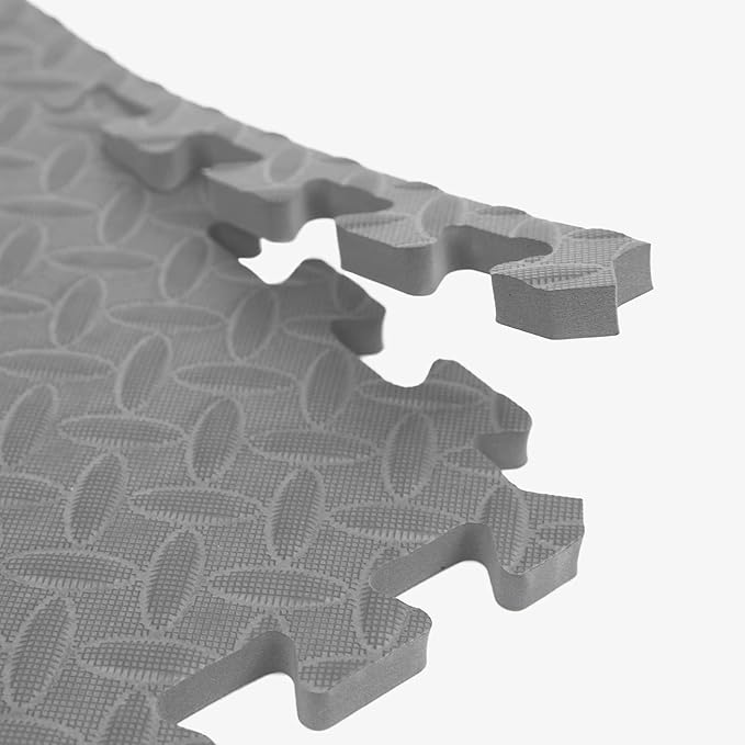 IncStores 1/2 Inch Thick Diamond Soft Foam Flooring Tiles | High-Density Interlocking Foam Tiles for Rugged Style in Your Home Gym, Playroom, and More | Grey, 6 Tiles