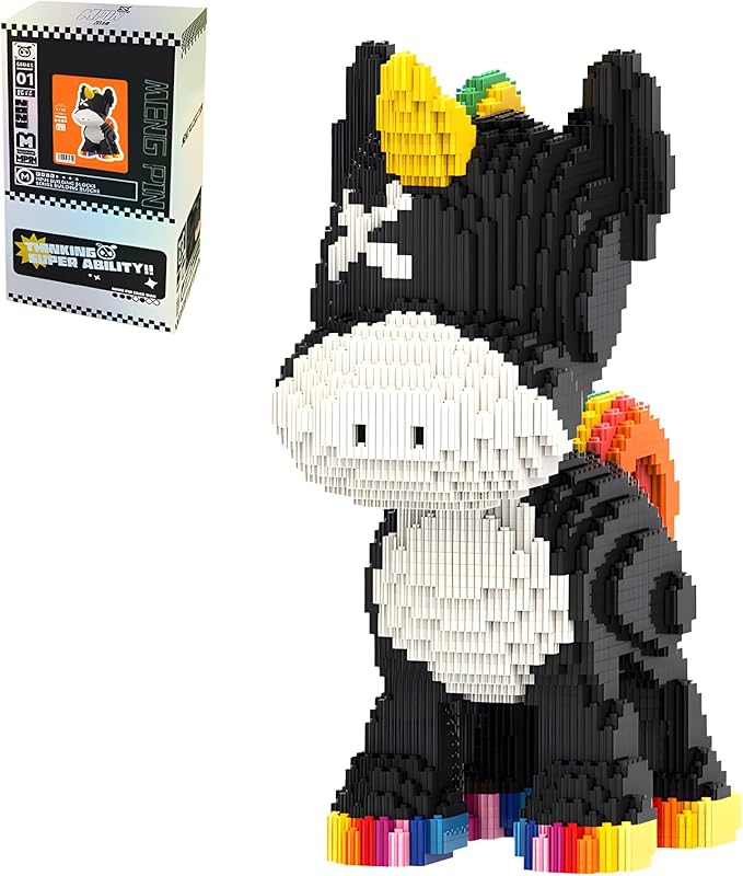 Black Unicorn Animal Micro Building Blocks Set Black Donkey Model Gift for Adults and Kids 4500 Pieces