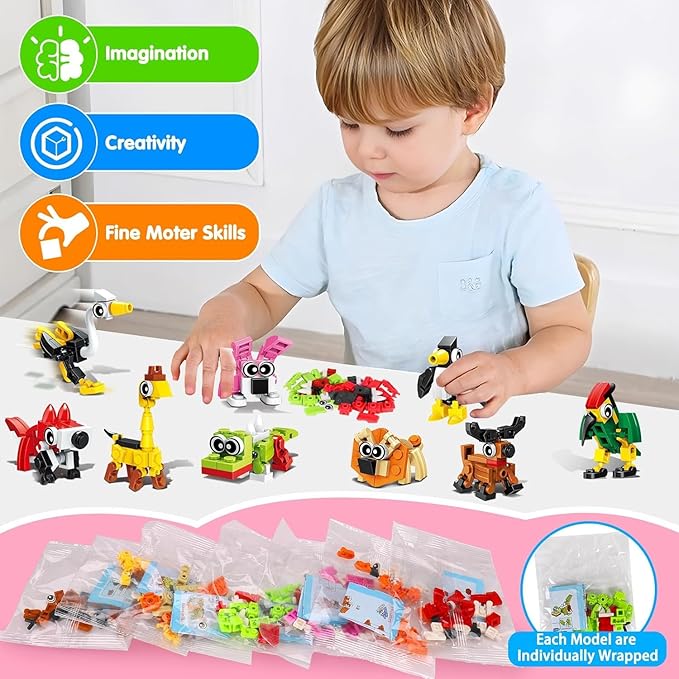 30pcs Animal Mini Building Blocks Party Favor for Kids Return Gifts For Birthday Goodie Bag Stuffer Class Prize Box Toys Small Bulk Pinata Stuffer End of School Year Gift for Student Boy Girl 4-8 8-12