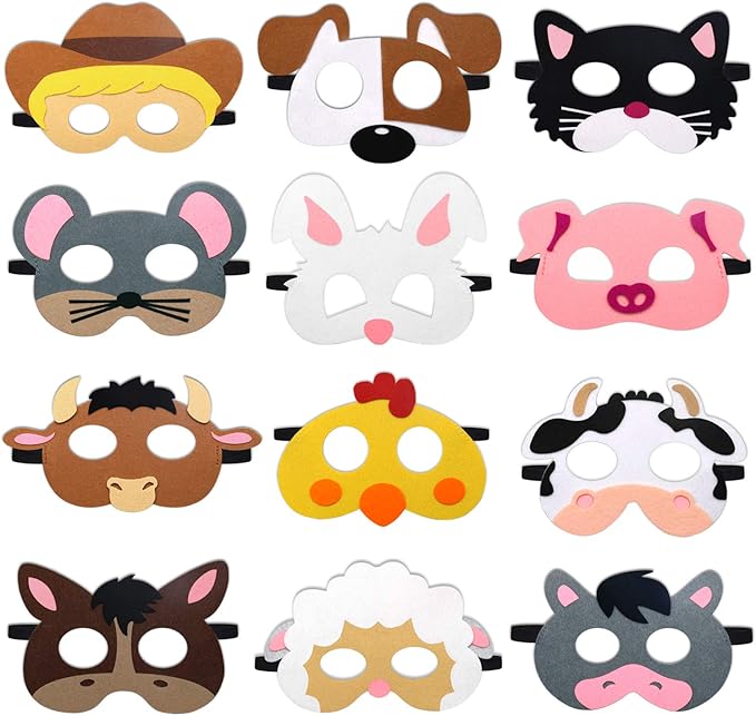 CiyvoLyeen Party Animals Felt Masks Jungle Farm Forest Animals Theme Birthday Party Favors Party Supplies for Boys or Girls