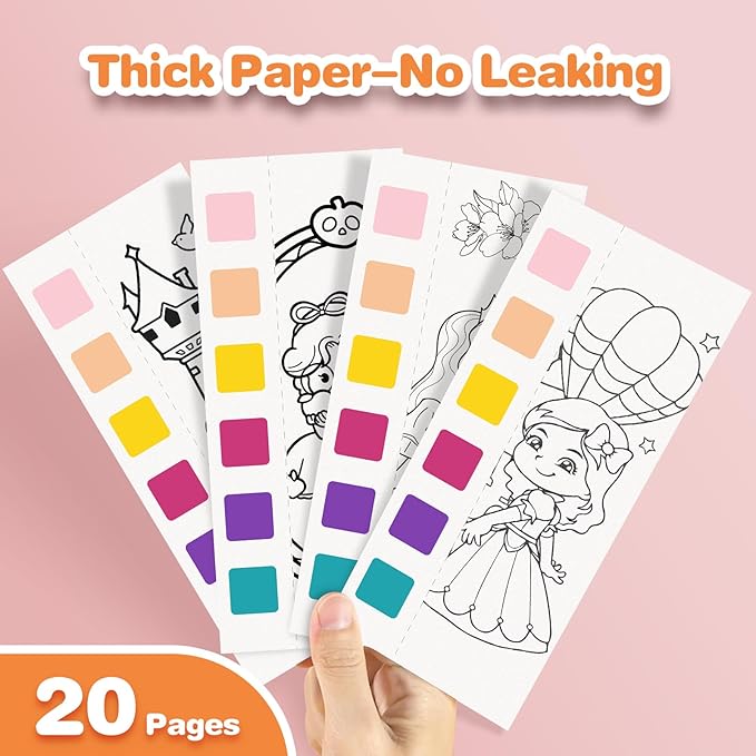 Paint with Water Coloring Books for Kids, Princess Pocket Mess Free Watercolor Painting Kit, Water Color Paint Set Arts and Crafts Gift for Girls Ages 4 5 6 7 8+, Travel Activity Toy