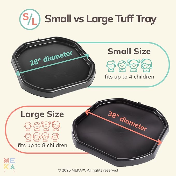 MEKA Tuff Tray Waterproof Cover for Kids – Messy Play, Sensory, STEM Activities, Classroom & Home Use (Black, Small 28" x 28")