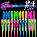 iGeeKid 24 Pack 2 Style Invisible Ink Pen with UV Black Light Party Favor for Kids 8 12 Secret Spy Pens Magic Disappearing Ink Markers Clasroom Prize Birthday Gifts Halloween Goodie Bags Stuffers
