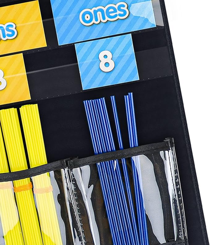 Eamay Counting Caddy & Place Value Pocket Chart for Classroom and Homeschool(Black)