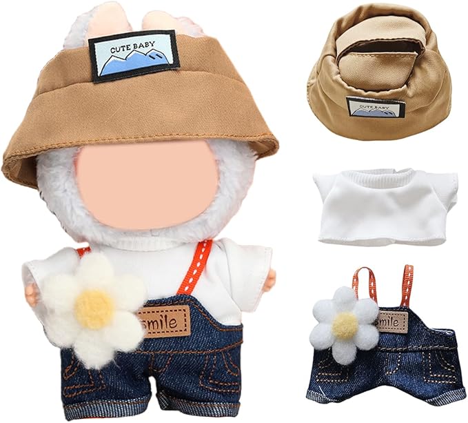 17cm Doll Clothes Set, Premium Jeans & Knitted Sweater Outfit for 17cm 15cm Dolls, Cute Dress Up Fashion, No Doll Included (Spring, 17cm/15cm)