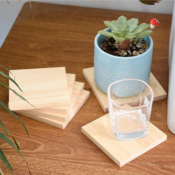 12PCS Unfinished Wood Square Blocks for Crafts, 4.7x4.7x0.6in Blank Wooden Squares Pine Wood Boards for Wood Carving,DIY Wood Coasters,Painting & Burning