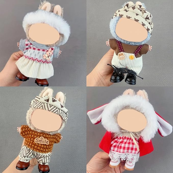 4 Pack—17cm Doll Clothes,Premium Doll Outfit with Accessories,Doll Princess Skirt,Cute Clothes Outfit for 17cm Dolls,End Dolls Fashion Clothing Set(No Dolls and Shoes) (Set D)