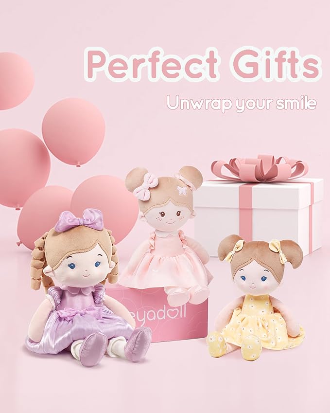 LeyaDoll Soft Baby Doll Toys (16''), My First Baby Rag Doll for 1 Year-Old Girl Birthday Gift, Christmas Plush Toys Gift for Toddler Kids Infants-Princess Aurora