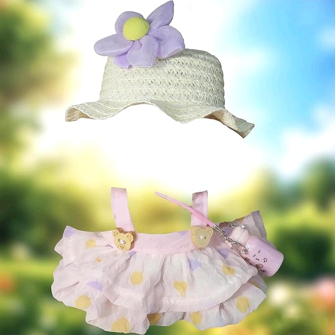 15cm & 17cm Doll Clothes Outfits Set - Premium Dress Up Bundle with Exquisite Accessories | Soft Fabric Fashion Doll Costume for 15-17cm Dolls (Pink Skirt-4)