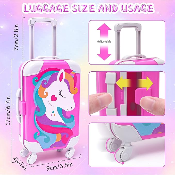 American 18 Inch Doll Accessories Doll Travel Set Including Suitcase Luggage and Dress, Camera Computer Phone Neck Pillow Sunglasses Dolls Travel Gear Play Set Gift for Birthday (NO Doll)