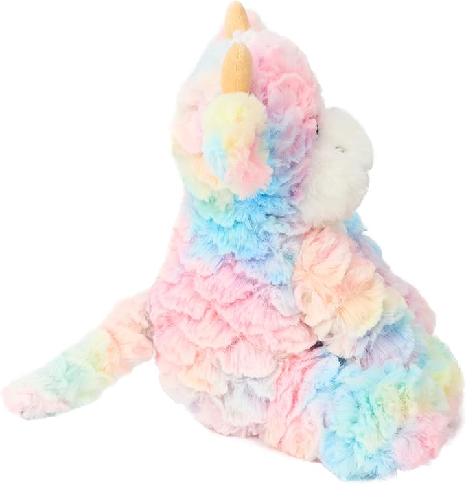 Hopearl Adorable Plush Cow Toy Colorful Floppy Dairy Cattle Soft Stuffed Animal Cute Birthday Gifts for Boys Girls Kids Toddlers, Rainbow, 9''