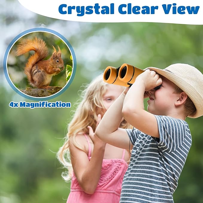 6 Pack Kids Binoculars Shock Proof Toy Binoculars Set for Age 3-12 Years Boys Girls Hunting Folding Small Telescope Birthday Gifts Bird Watching Educational Learning Camping Outdoor (Stylish Colors)