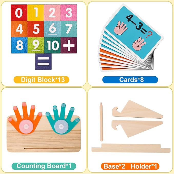 2 in 1 Montessori Toys for 2+ year old,Math Games for Kids 5-7,Math Manipulatives Preschool Learning Activities Kindergarten Classroom Must Haves Number Blocks Educational Toys for Toddlers 3 4 5 6 7