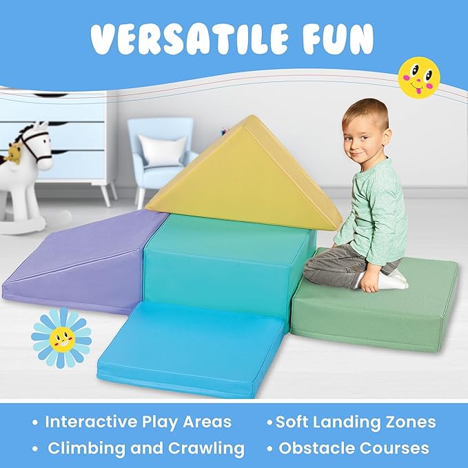 New Bounce Toddler Climbing Toys - Soft Play Set for Kids - Foam Climbing Blocks - Safe Soft Gym Equipment - Great for All Ages