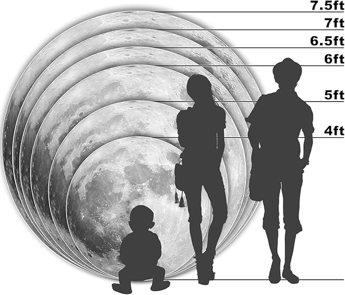 AOFOTO Lunar Surface Round Backdrop Outer Space Moon Happy Birthday Circle Background Cover Boy Girl 1st Birthday Party Children Kids Shoots Studio Props Network Celebrity Live Background 7.2x7.2ft