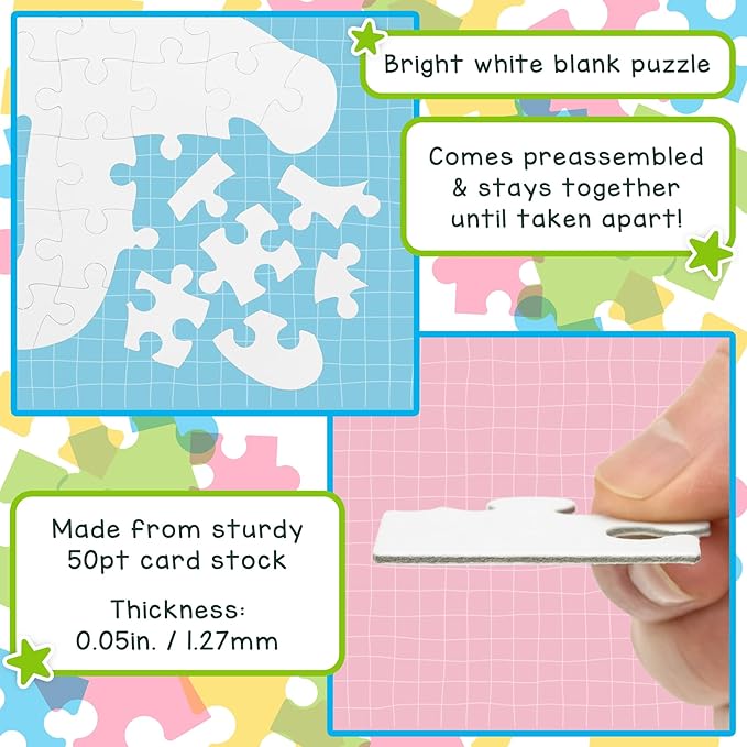 Hygloss 6 Blank Person-Shaped Puzzles – 8.5 x 10.5 Inches – Ideal for All-About-Me Activities – Write, Draw, and Decorate – 26 Pieces Each
