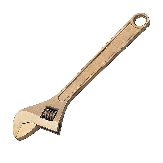 CS Unitec | Non-Sparking Wrench | Adjustable End | 8 in. | Max Socket 15/16 in. | TUV Certified | Aluminum Bronze | Non-Magnetic | Corrosion Resistant | EX501-8A