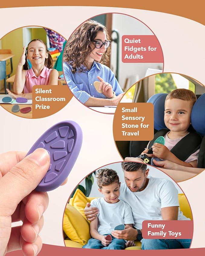 Fidget Toys Adults Sensory Stone: 24 Pack Texture Worry Stone for Kids Calming - Sensory Autism Toys for Anxiety Relief - Quiet Small Fidgets for Classroom Prizes