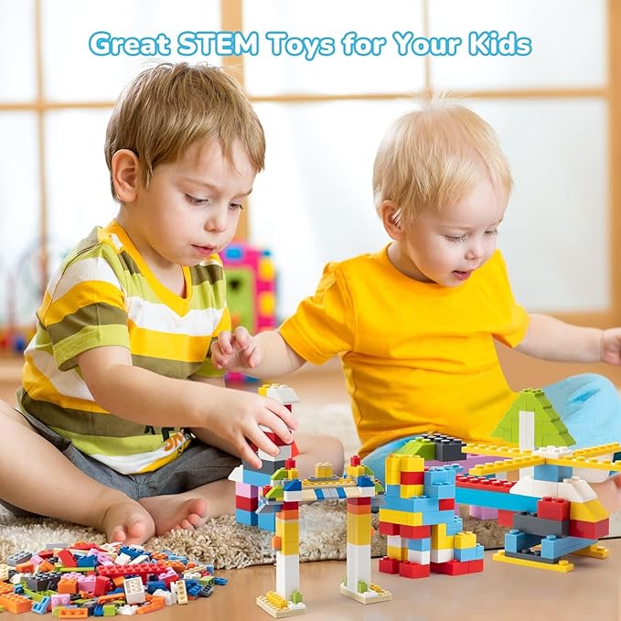 1500 Pieces Classic Building Bricks Set – Bulk Basic Blocks in 12 Colors & 14 Shapes, Compatible Bulk Block, STEM Educational Toy Suitable for Boys & Girls Ages 6+, Packed in Box.