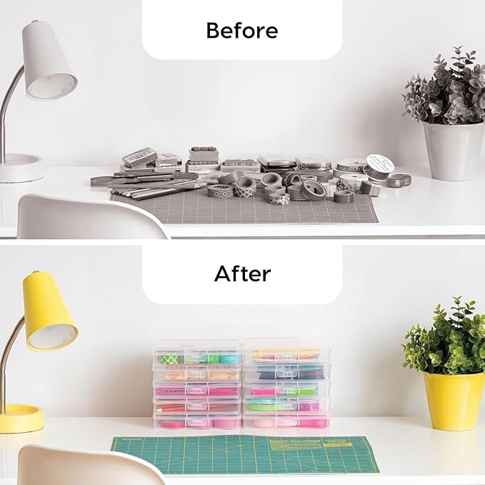 IRIS USA 5" x 7" Photo Storage Box Craft Keeper Cases, 10-Pack, Organization Task Holders for Pictures, Tasks, Scrapbooking, Stationery Storage, Stickers & Art Supplies, Clear