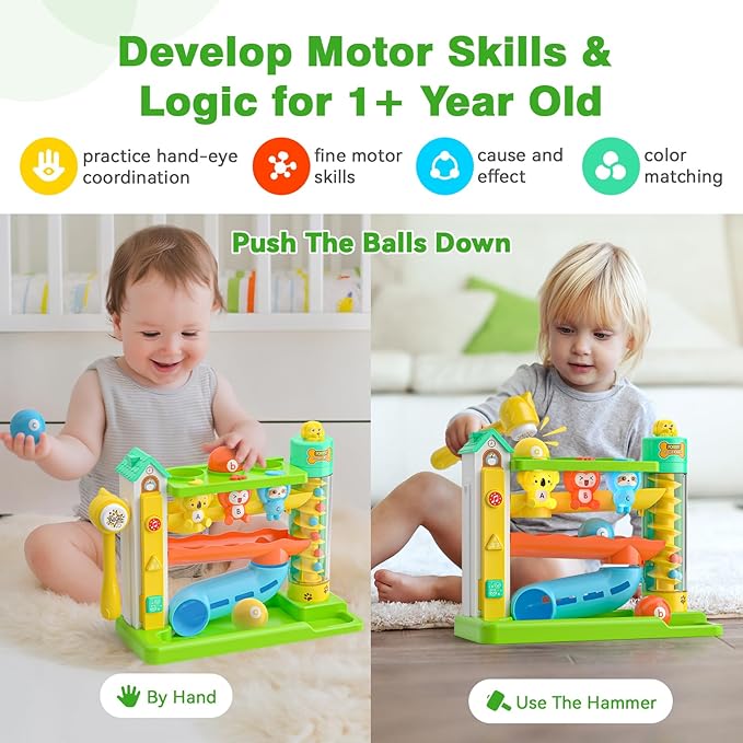 Pound A Ball Musical Toy for 1-2 Year Old Boy Girl Gifts, Interactive Learning Toy for Baby 6-12 Months, Early Development Toy for Toddlers 12-18 Months, 1st Birthday Present for One Year Old