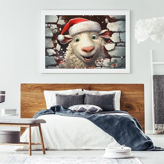 Sheep for Adults Fun 500 Pieces 3D Animal Thickened Wooden Jigsaw Puzzle Stress Relief Education Game Home Decoration Toy Intellectual Game Relaxation and Intelligence 500pcs (52x38cm)