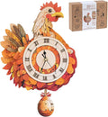 3D Wooden Puzzles for Adults, Hen Wall Clock DIY Set (with Pendulum), Beginner 29 Pcs Wooden Puzzles, Creative Gift Ideas for Adults Teens