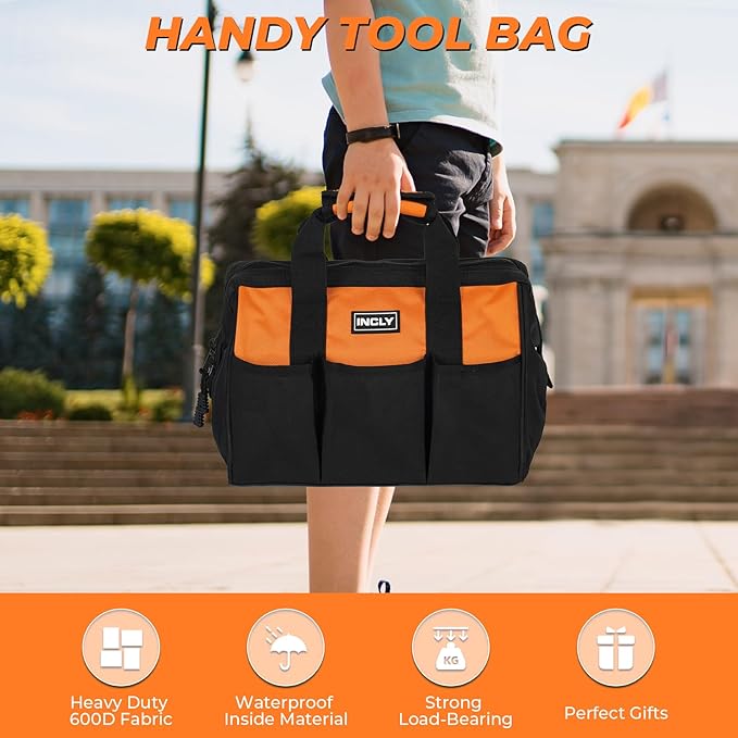 INCLY 24 PCS Real Tool Set with Tool Bag, Small Real Hand Tools Kit, Construction Learning Tools Hammer Screwdriver for Home DIY Building and Woodworking