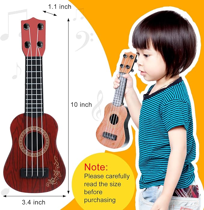 Lenwen 12 Pcs Kids Ukulele Guitar 10 Inch Kids Toy Ukulele 4 Strings Mini Guitar Children Musical Instruments Educational Learning Toy for Toddler Beginner Preschoolers Education