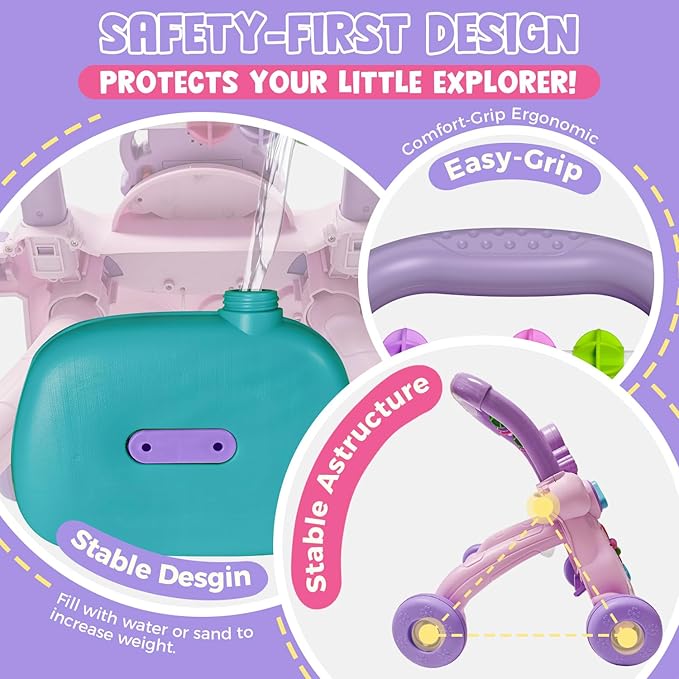 Baby Walker Toys,Push Walker for Boys & Girls Learning to Walk,Sit to Stand Early Educational Toys,Activity Center for Infant,Christmas Birthday Gift for Toddler 6-18 Months,Purple