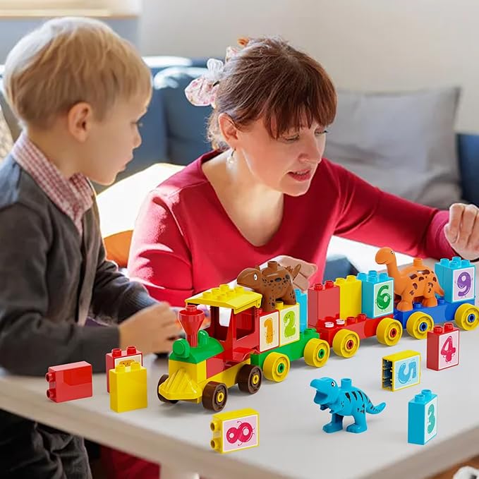 Building Blocks for Toddler (126Pcs) Stacking Toys with 4 Cars, Learning and STEM Fun Montessori Toys, Educational Blocks Age 3+ for Kids Boys & Girls Birthday, Compatible with All Major Brands