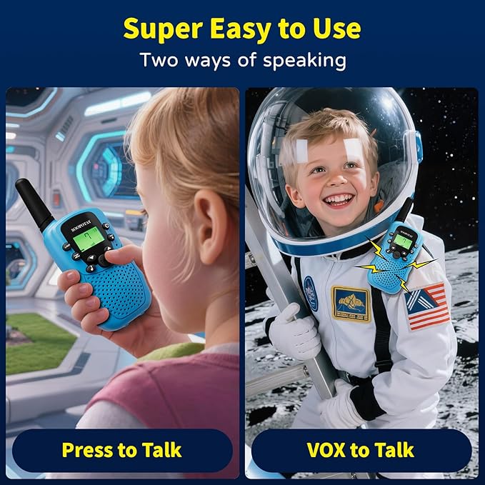 Walkie Talkies for Kids, Walkie Talkie Toys for Girls Boys, Xmas Gifts for Grandkids, Built-in Flashlight, Gifts for 3 4 5 6 7 8 9 10 Year Old Girl Boys, Kids Stocking Stuffers