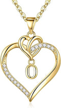 STORUP Heart Initial Necklaces for Women Girls, 14K Gold Plated Cubic Zirconia Heart Initial A-Z Pendant Necklace Dainty Heart Necklaces for Women Teen Girl Jewelry Birthday Gifts