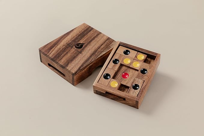 Setting Sun: STEM Sliding Block Puzzle AKA Huarong Dao or Klotski from SiamMandalay with SM Gift Box(Pictured) Improve Critical Logical Thinking with an Eco Friendly Handmade Educational Game