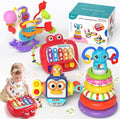 4 in 1 Baby Toys for 6-12 Months, Infant Sensory & Stacking for 1 Year Old, Dinosaur Busy Cube Toys for Babies 6-9-12 Months, Piano Xylophone Musical Travel Toy, Christmas Birthday Gifts for Toddler
