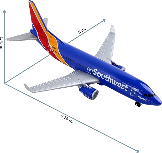 Daron Toy Airplane – Southwest Airlines – Die-Cast Metal Model Airplane Toy with Plastic Parts for Kids Ages 3+