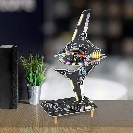 Starship Soldering Practice Kit, Sci-Fi Spaceship DIY LED Light Kit, Fun Electronics Learning Kit for School Projects & Cool Desk Decor Present for Teens & Adults