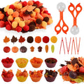212Pcs Fall Sensory Bin Filler Fine Motor Toys Thanksgiving Sensory Bin Items Counting Sorting Toy 100 Pompoms 60 Felt Leaves 16 Acorns 16 Corns 6 Foam Pumkins for Preschool Education Activities