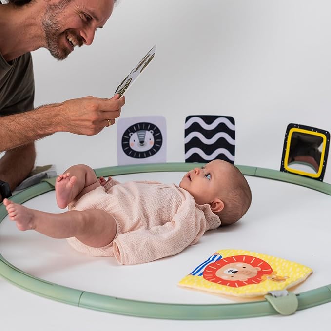 Taf Toys Tummy Time Support for Newborns & Babies, Developmental Activity Center with Detachable Cushion & Toys Encourage Baby’s Senses Development, Fine & Gross Motor Skills & Eye-Hand Coordination