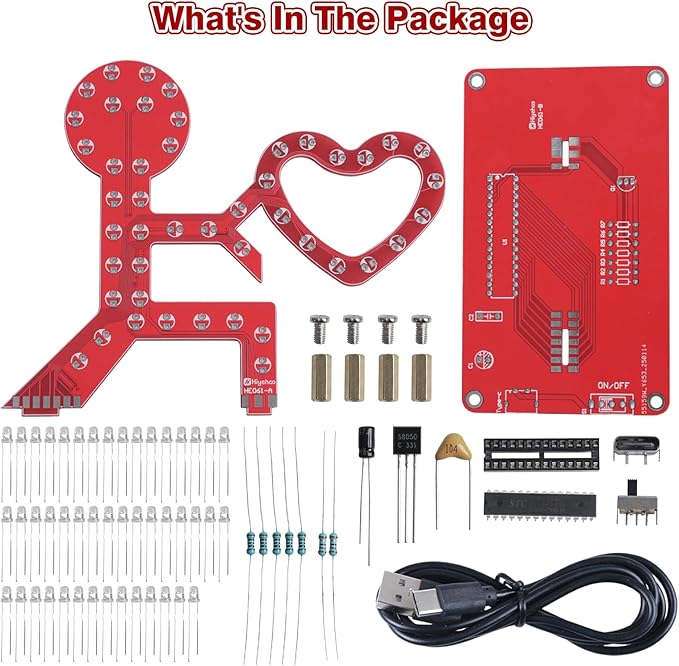 Soldering Learning Kit, ICSTATION Give You My Heart LED Soldering Project Love Proposal RGB LED Light Soldering Practice Kit for Beginners Diyers Student Education and Perfect Present for Father's Day